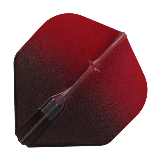 Das Bild zeigt ein Dart-Flight in den Farben Schwarz und Rot. Es hat eine zweifarbige Gestaltung mit einem sanften Farbverlauf von Schwarz zu Rot.