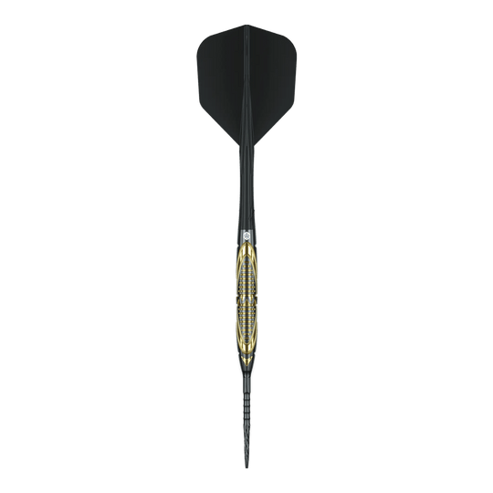Abgebildet sind die Caliburn Halo H2 Steeldarts mit einem Gewicht von 22,5g. Die Darts bieten ein modernes Design und eine hervorragende Griffigkeit.