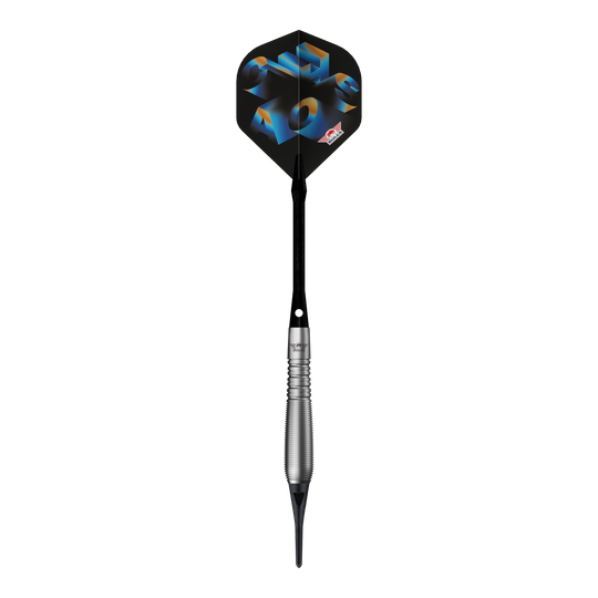 Das Bild zeigt Bulls NL Chaos Blue Softdarts mit einem Gewicht von 19g. Die blauen Softdarts sind für Präzisionswürfe entwickelt.