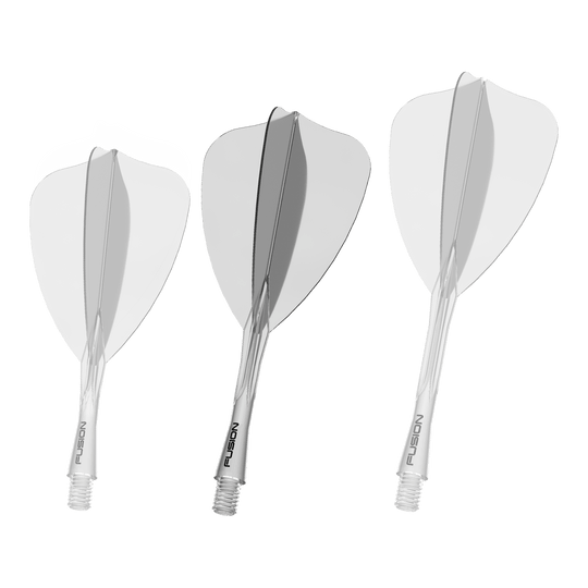 Winmau Fusion Flight Shaft System Arrow Clear Abgebildet ist ein weiteres Dartzubehör, wie ein Shaft oder Flight. Der Dateiname beschreibt das Produkt als 'Winmau Fusion Flight Shaft System Arrow Clear 28mm 2'.