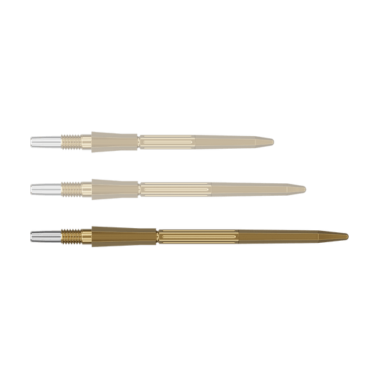 Target Elysian Archetype 43 Swiss Point Steel Dart Tips - Gold Das Bild zeigt eine goldene Dartspitze in der Länge 42 mm. Die Dartspitze ist von Target Elysian Archetype 43 SwissPoint.