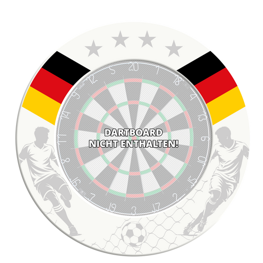 Hier ist das McDart Fußball Dartboard Surround abgebildet. Es handelt sich um eine Schutzumrandung für ein Dartboard.