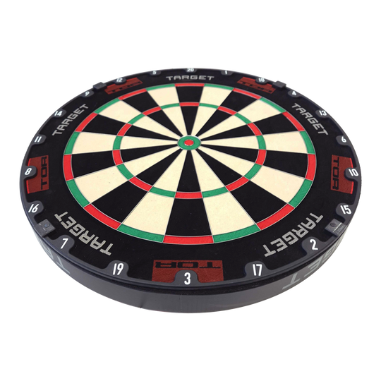Target TOR Steel Dartboard Ein weiteres Target TOR Steeldartboard ist dargestellt. Die Oberfläche ist gut strukturiert.