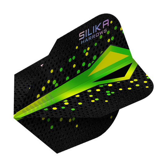 Harrows Silika Colorshift Tough Crystalline Coating Green No6 Flights Hier werden die Harrows Silika Colourshift Tough Crystalline Coating No6 Flights gezeigt. Das Produkt weist eine markante Optik auf.