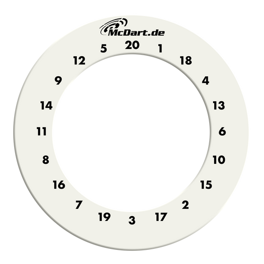 McDart HD Zahlen Surround Das Bild zeigt ein weißes Dartboard-Surround mit Zahlen. Es handelt sich um das Produkt aus dem Dateinamen: DBS-HD-weiss McDart HD Zahlen Surround Weiß.
