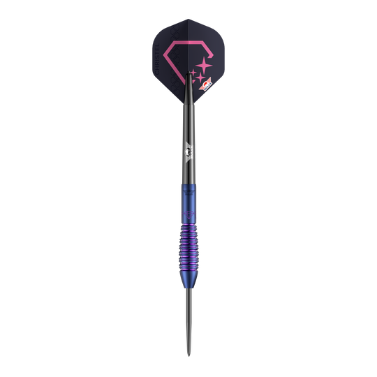 Bulls NL Christel Timmermans Satellite 90 steel darts 25g Das Foto zeigt die Bulls NL Christel Timmermans Satellite 90 Steeldarts 25g. Diese Darts sind bekannt für ihre präzise Verarbeitung.