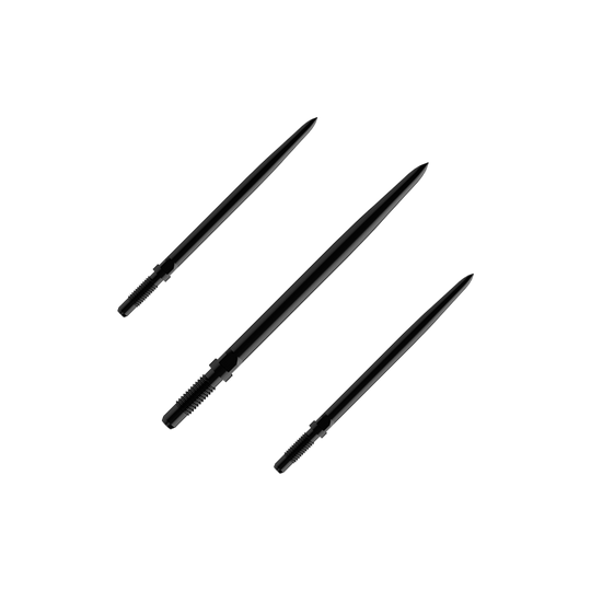 Das Bild zeigt einen Artikel mit dem Namen BU57700_BullsNL_Convertible_Points_Smooth_Schwarz_32mm_1Set. Es handelt sich vermutlich um einen Satz schwarzer, glatter Dartspitzen mit einer Länge von 32 mm.