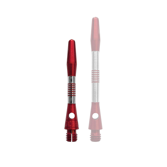 Bulls NL Cetra Aluminum Shafts - Red Bild zeigt rote Aluminium Shafts mit einer Länge von 34 mm. Es handelt sich vermutlich um Zubehör für Darts.
