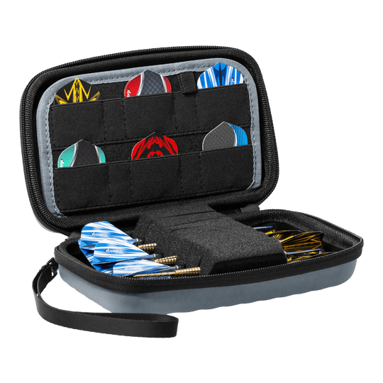 Bulls Orbis XL Dartcase - Gray Das Bild zeigt das Bulls Orbis XL Dartcase in der Farbe Grau. Dieses Etui bietet viel Platz für Dartzubehör.