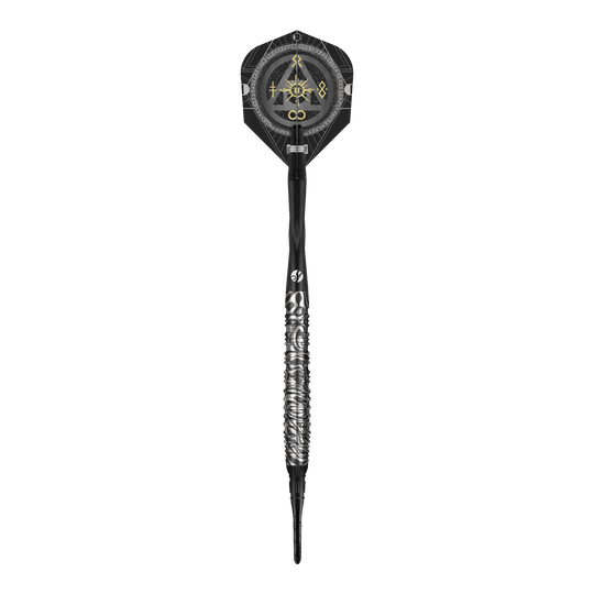 Abgebildet sind Shot Alchemy Runstel Softdarts mit 20g Gewicht. Diese Darts bieten eine ausgewogene Balance und gute Flugstabilität.