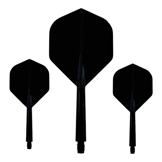 Dieses Bild zeigt das Evolution EVO1 Flight-Shaft-System in Schwarz. Es ist deutlich das Design und die Form des Produkts zu erkennen.