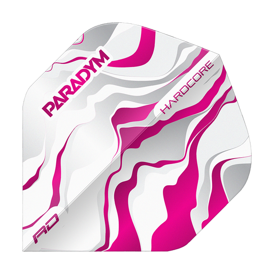 Abgebildet sind die Red Dragon Hardcore Premium Paradym Pink Premium No2 Standard Flights. Diese Dart-Flights überzeugen durch ihr auffälliges, pinkes Design.
