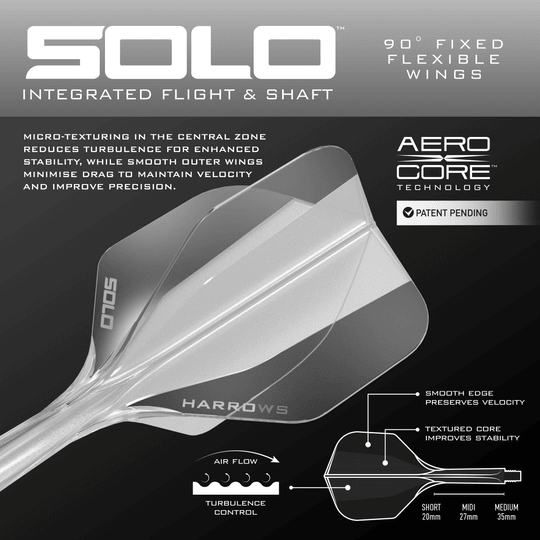 Harrows Solo No6 Flight Shaft System - Clear Gezeigt wird das Harrows Solo No6 Flight-Shaft-System, hier in der Ausführung Clear. Das Produkt ist vollständig dargestellt.