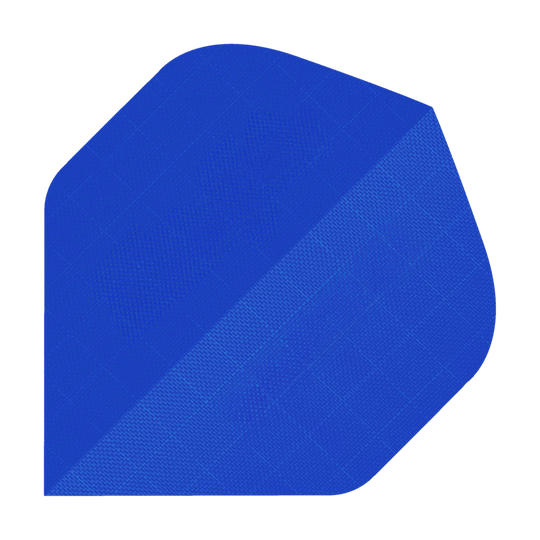 Das Bild zeigt ein blaues Stück Nylon-Stoff in der Form eines Dart-Flights. Die Oberfläche hat eine feine, strukturierte Musterung.