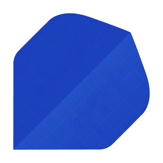 Nylon Fabric Flights - Standard - BLUE Das Bild zeigt ein blaues Stück Nylon-Stoff in der Form eines Dart-Flights. Die Oberfläche hat eine feine, strukturierte Musterung.