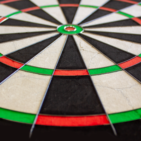 NPQ Steeldartboard Das Bild zeigt ein weiteres NPQ Steeldartboard. Alle Spielflächen sind klar markiert.