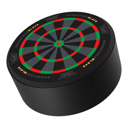 Das Bild zeigt den Bulls NL Advantage Black Mini Dart Display Darthalter. Es ist ein spezieller Halter zur Präsentation von Darts.