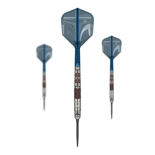 Target Star Wars Mandalorian 95 Swiss Point Steel Darts Target Star Wars Mandalorian 95 Swiss Point Steeldarts sind auf dem Bild zu sehen. Es handelt sich um spezielle Steeldarts mit Mandalorian-Design.