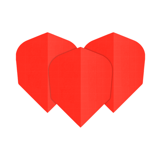 Das Bild trägt den Dateinamen 'Nylon-Stoff_No6_Flights_NeonOrange_1Set'. Wahrscheinlich zeigt es ein Set Flight-Flügel aus Nylon-Stoff in Neonorange.