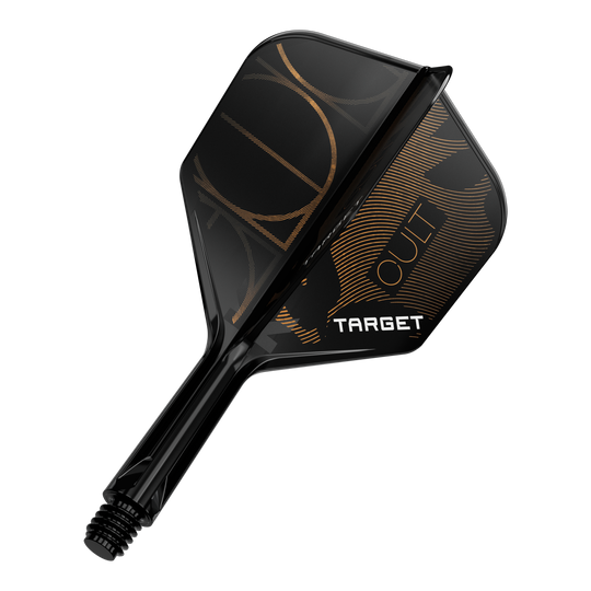 Abgebildet ist ein einzelner Dart Flight, vermutlich von Target K-Flex Cult No6, 19mm. Das Bild zeigt das Design und die Form des Flights.