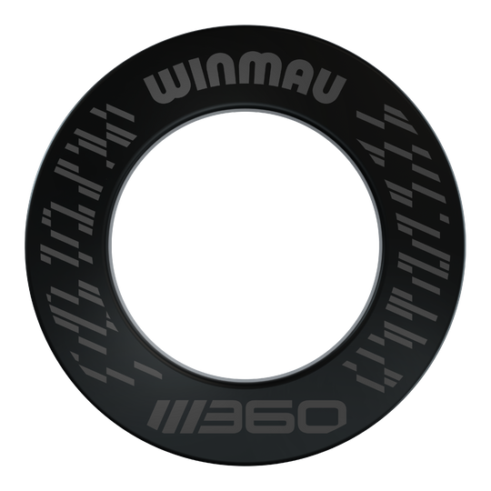 Das Bild zeigt das Winmau Blade 360 Dartboard Surround in Schwarz. Diese Dartboard-Umrandung schützt die Wand und bietet ein professionelles Aussehen.