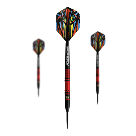GOAT Athlete Red Tungsten Steel Darts Das Bild zeigt die GOAT Athlete Red Tungsten Steeldarts. Die roten Steeldarts sind hochwertig verarbeitet.