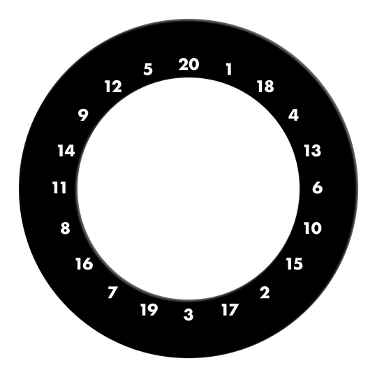 HD Numbers Dartboard Surround - Custom Colors Zu sehen ist ein schwarzer Dartboard-Surround ohne Logo. Der Dateiname des Artikels ist 'DBS-HDOL-schwarz_HD_Zahlen_Dartboard_Surround_Ohne_Logo_Schwarz_2'.