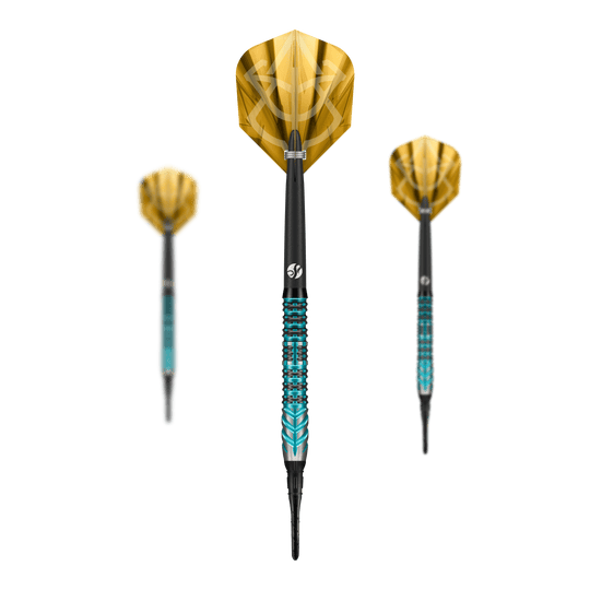 Shot Alchemy Volta Soft Darts - 20g Das Bild zeigt die Shot Alchemy Volta Softdarts mit einem Gewicht von 20g. Die Darts sind für das Softdartspiel geeignet.