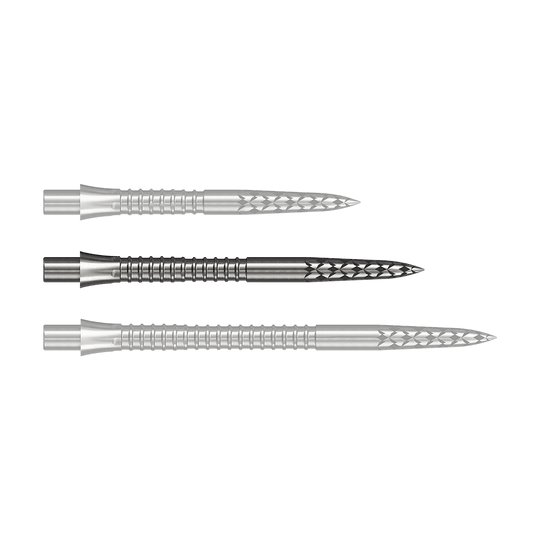 Mission Caliburn EVO dart tips GV logo - silver Dieses Bild zeigt eine Steeldartspitze in Silber mit 32 mm Länge. Es stammt aus der Datei M002128_Missoin_Caliburn_EVO_GV-Logo_Steeldartspitzen_Silber_32mm_1.
