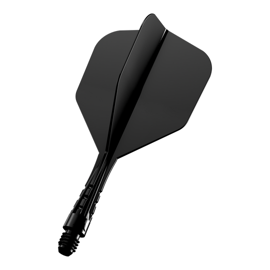 Das Produkt ist ein einzelnes schwarzes Vortex No6 Flight-Shaft-System mit 222mm Länge. Es eignet sich für Dartpfeile als Ersatzteil.