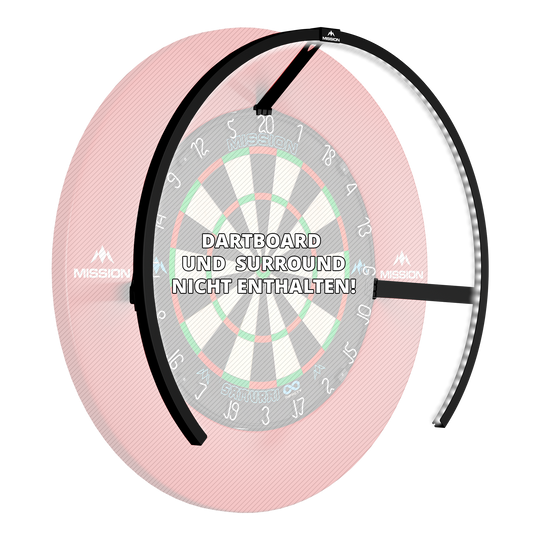 Mission Torus 270 LED Dartboard Lighting - Black Gezeigt wird die Mission Torus 270 LED Dartboard Beleuchtung in Schwarz. Das Produkt liefert helles Licht für das Dartboard.