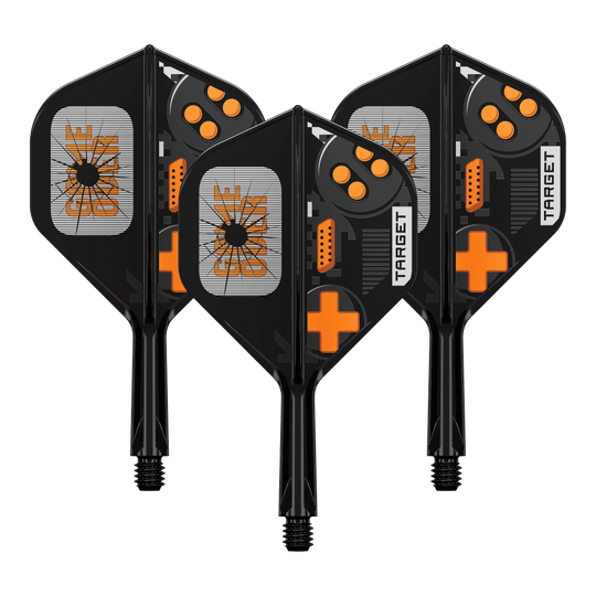 Target K-Flex GameOver No2 Standard Flights, 19 mm im Set. Die Abbildung zeigt die Flights in einer Verpackungseinheit.