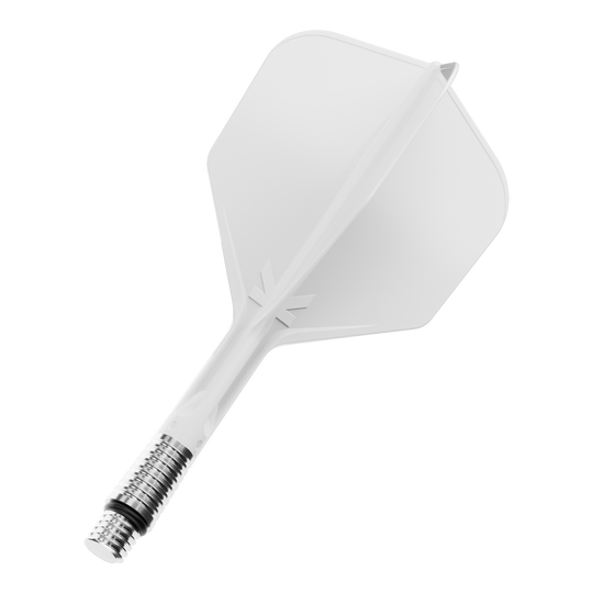 Abgebildet ist ein Produkt namens 410541_Target_KShift_No6_Flights_Wei_26mm_1. Es scheint sich um einen einzelnen Dart-Flight zu handeln.