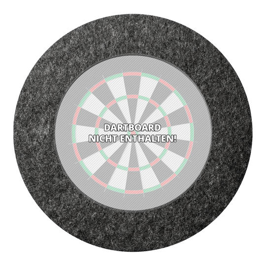 Karella Ultimo steel dartboard surround Das Bild zeigt das Produkt "Karella Ultimo Steeldartboard Surround" in grauer Farbe. In der Mitte steht der Hinweis "Dartboard nicht enthalten!"