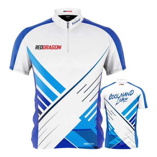 Dieses Bild zeigt das Red Dragon Luke Humphries Limited Edition Dartshirt. Es ist ein limitiertes Darttrikot, inspiriert von Luke Humphries.