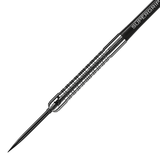 Harrows Supergrip 90 Quick Point Steel Darts Das Bild zeigt die Harrows Supergrip 90 Quick Point Steeldarts. Der Dart ist auf weißem Hintergrund abgebildet.